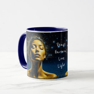 Mug Femme Éthérée Méditant Sous les Étoiles