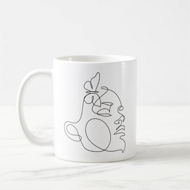 Mug Femme Face Line Art (Gauche)