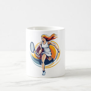 Mug femme jouant au tennis