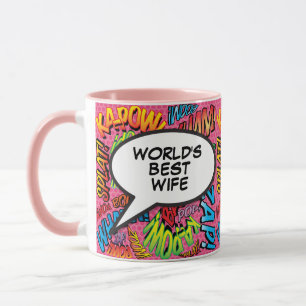 Mug Femme la Meilleure du Monde Fun Rose Retro Bande D