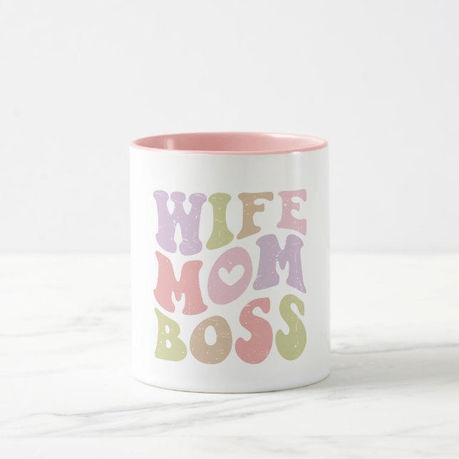 Mug Femme Maman Boss Retro Script Super Fête des mères (Centre)