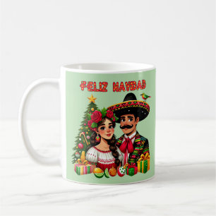 Mug Femme mexicaine arbre de Noël Feliz Navidad art