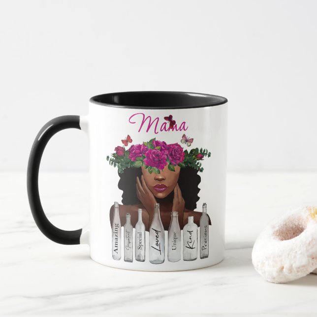 Mug Femme noire afro-maman (Avec donut)