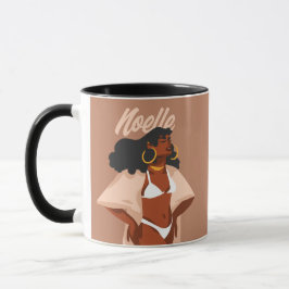 Mug Femme noire, Bikini blanc, Prêt plage