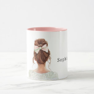 Mug Femme rousse noeud rose