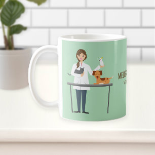 Mug Femme vétérinaire avec des animaux et texte person