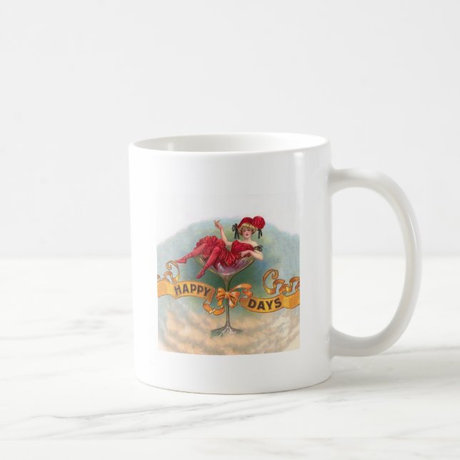 Mug Femme victorienne Champagne Rouge Happy (Droite)