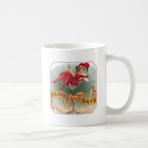 Mug Femme victorienne Champagne Rouge Happy