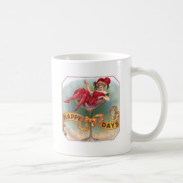 Mug Femme victorienne Champagne Rouge Happy (Droite)