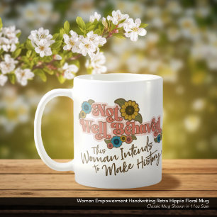 Mug Femmes Autonomisation écriture rétro hippie floral