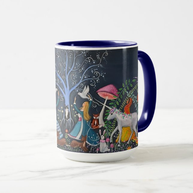 Mug Femmes et licornes d'art lunaire  (Devant droit)