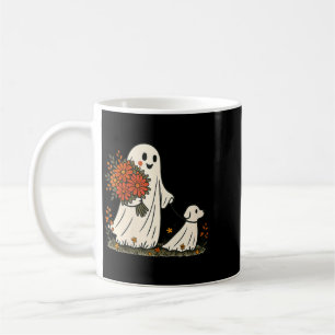 Mug Femmes fantôme promenant un chien drôle et effraya