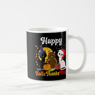 Mug Femmes joyeuses Hallothanksmas Chats Halloween Noë