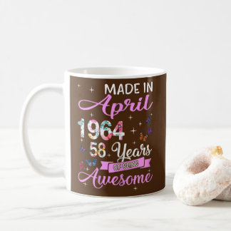 Mug Femmes Joyeux 58ème Anniversaire Fabriqué En Avril
