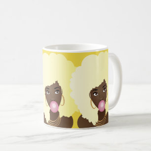 Mug Femmes noires, Bubblegum, Blonde Afro Art, Jaune