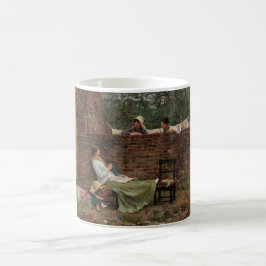 Mug Femmes qui discutent au-dessus du mur du jardin (c