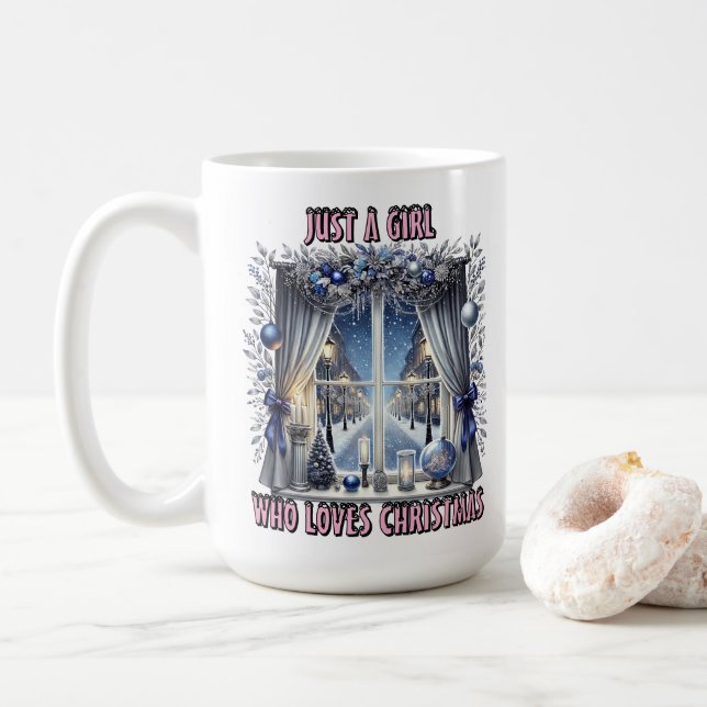 Mug Fenêtre de Noël Charmant Avec Vue Sur Neige (Avec donut)