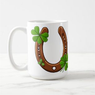Mug Fer à Cheval Chanceux Avec Trèfles Verts