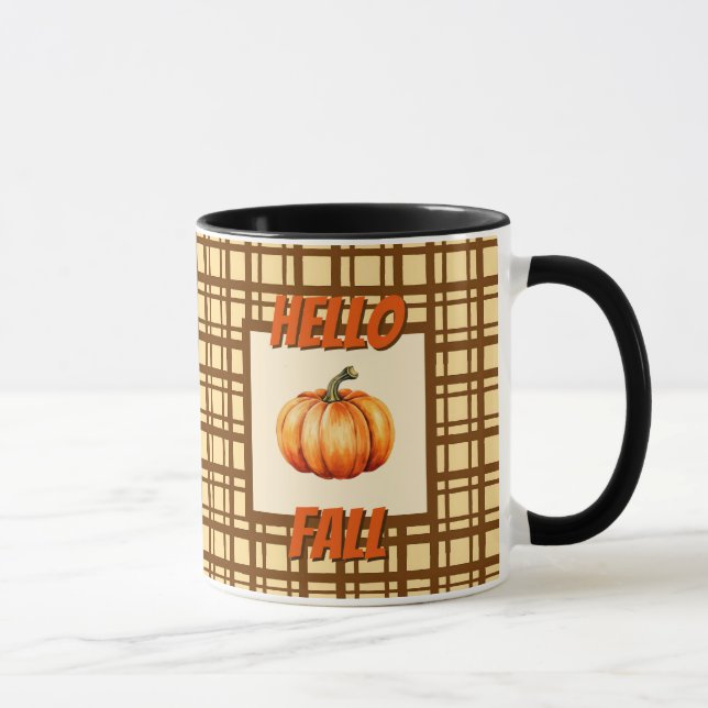 Mug Ferme Citrouille Automne Plaid Style Rustique (Droite)