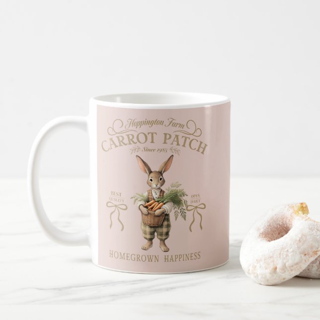 Mug Ferme de lapins du carré de carottes (Avec donut)