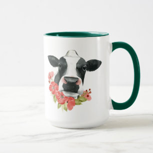 Mug Ferme de pavot - vache avec des fleurs