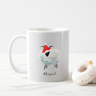 Mug Ferme de santa moutons gris rustique aquarelle