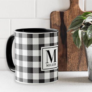 Mug Ferme Moderne Vérifié Noir Buffle Monogrammé