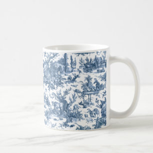 Mug Ferme vintage Rustique Français Toile Bleu & Blanc