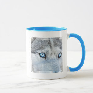 Mug Fermez Sibérie Husky avec les yeux bleus