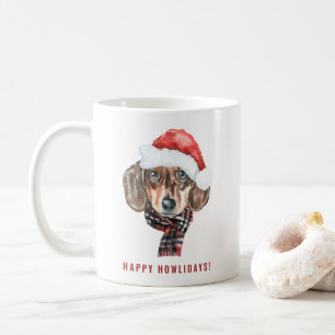 Mug Festif aquarelle Dachshund Père Noël Noël