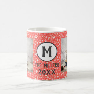 Mug Festif Famille Monogramme Rouge 2 Année Photo
