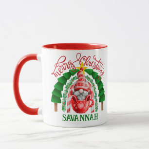 Mug Festif mignon Gnome Joyeux Arbre de Noël Arc-en-ci
