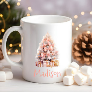 Mug Festif personnalisé Arbre de Noël rose