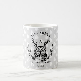Mug Festif Vacances Chouette en Bois Etching Famille M