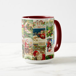 Mug Festif Vintage Victorien Noël Père Noël Collage