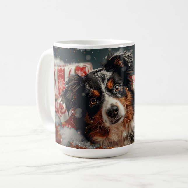 Mug Festival de Noël des chiens bergers australiens (Devant gauche)