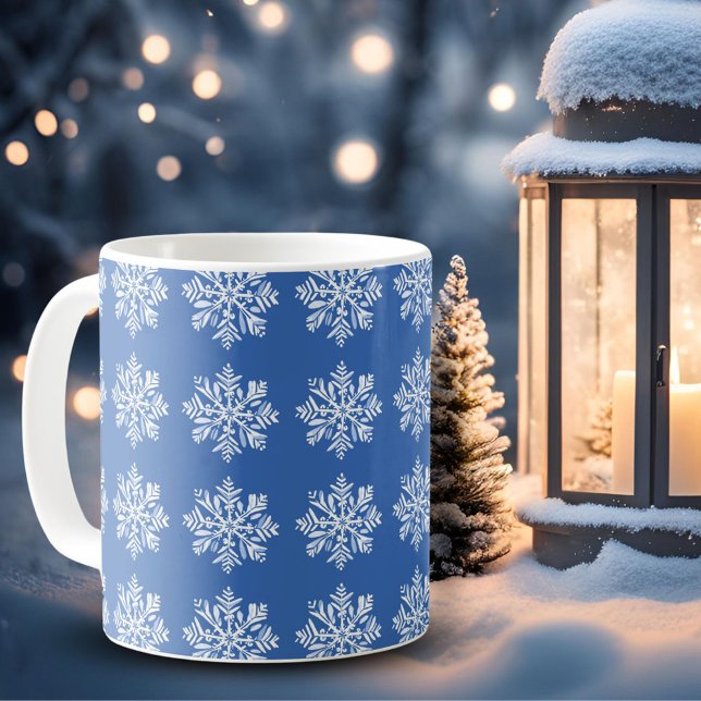 Mug Festive Blue White Snowflake Pattern Christmas (Créateur téléchargé)