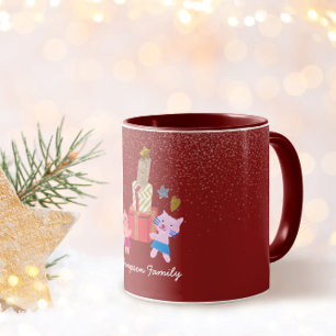 Mug Festive chats et présente Noël rouge Noël