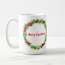 Mug Festive Christmas wreath with red berries