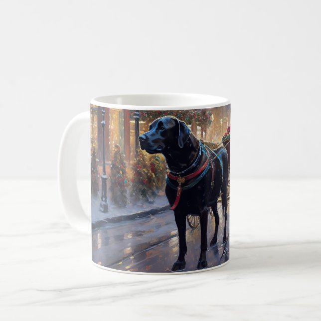 Mug Festive de Noël au Labrador noir (Devant gauche)