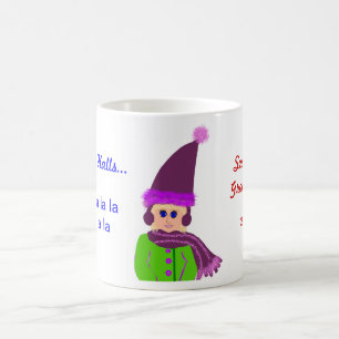 Mug Festive fille aux yeux bleus avec Casquette de pru