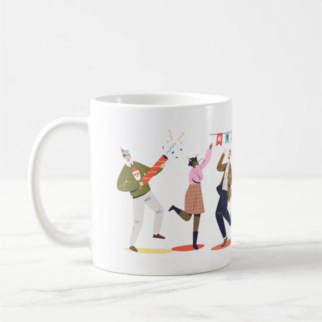 Mug Festive New Year Friends Illustration (Gauche)