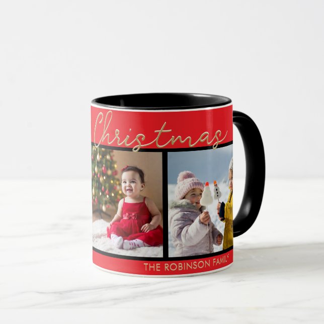 Mug Festive Red Joyeux Noël 3 Photos Galerie (Devant droit)