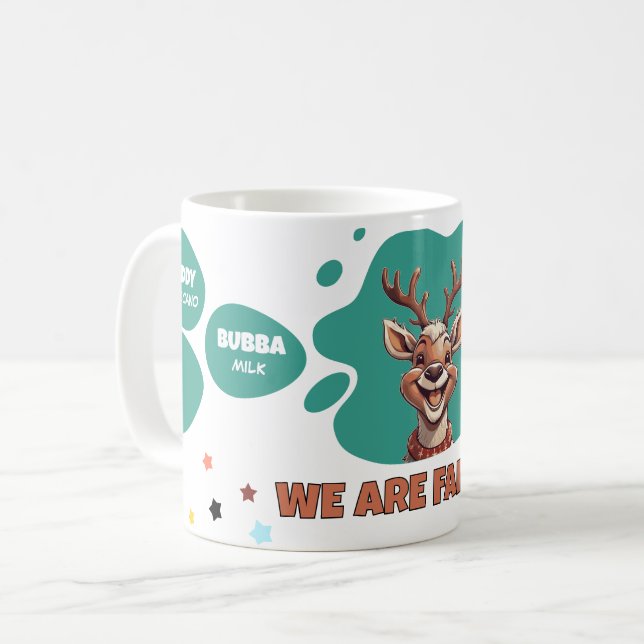 Mug Festive Reindeer Boissons de famille Noms Cadeaux  (Devant gauche)