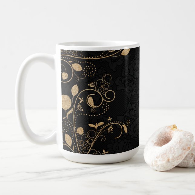 Mug Fête Black and Gold personnalisée (Avec donut)
