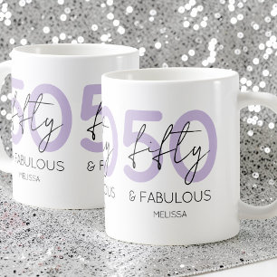 Mug Fête d'anniversaire de 50 ans Purple 50 et fabuleu