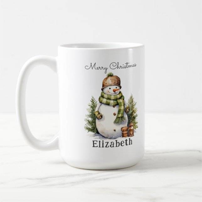 Mug Fête d'aquarelle personnalisée en motoneige (Gauche)