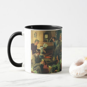 Mug Fête de famille vintage, cuisson de steaks et bois