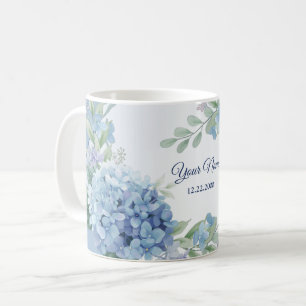 Mug Fête de mariage cadre feuilles vertes florales ble