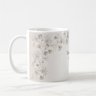 Mug Fête de mariage Tan Floral Heart Beige Élégant
